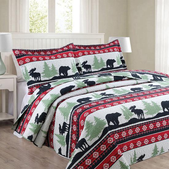 cxmicrotex 100% Poliéster Juegos de edredones con estampado navideño Ropa de cama