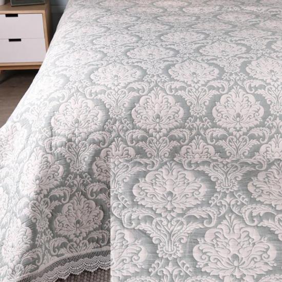 cxmicrotex Colcha con ribete de encaje y edredón de jacquard con medallón